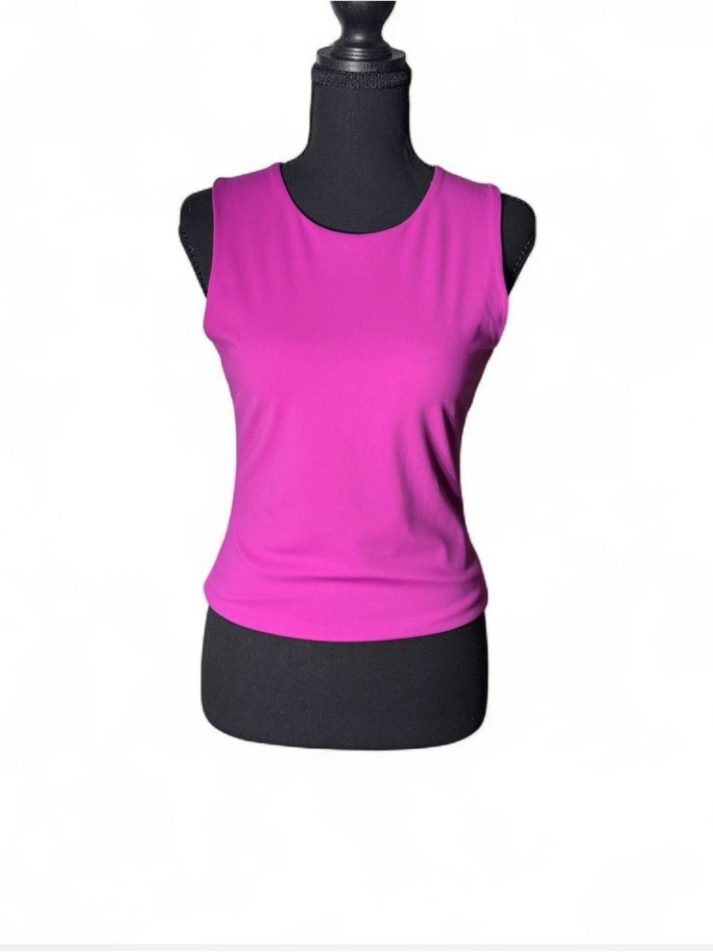 Open Edit Sleeveless High Neck Stretch Knit Tank Top Pink Magenta Medium